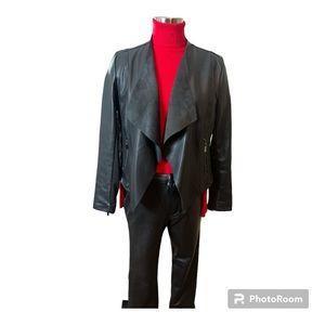 BACCINI BLACK FAUX LEATHER JACKET Ladies Medium